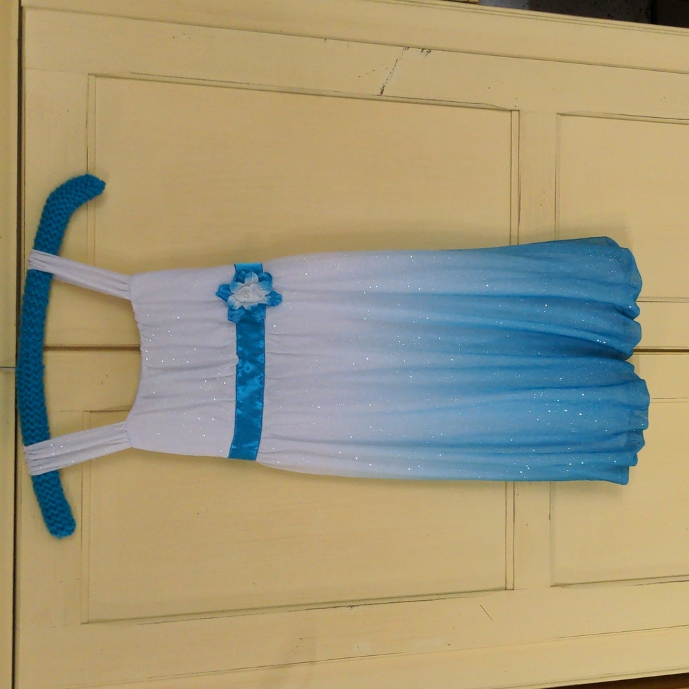 White and Teal formal dress